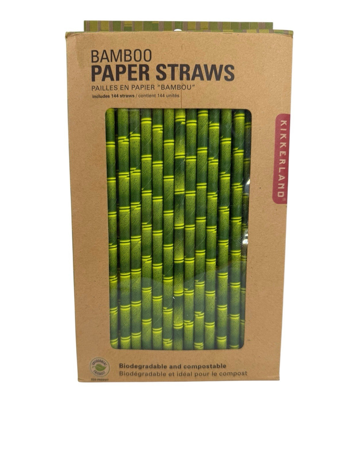 Kikkerland Bamboo Design Paper Straws - 144 Pieces Biodegradable Eco-Friendly