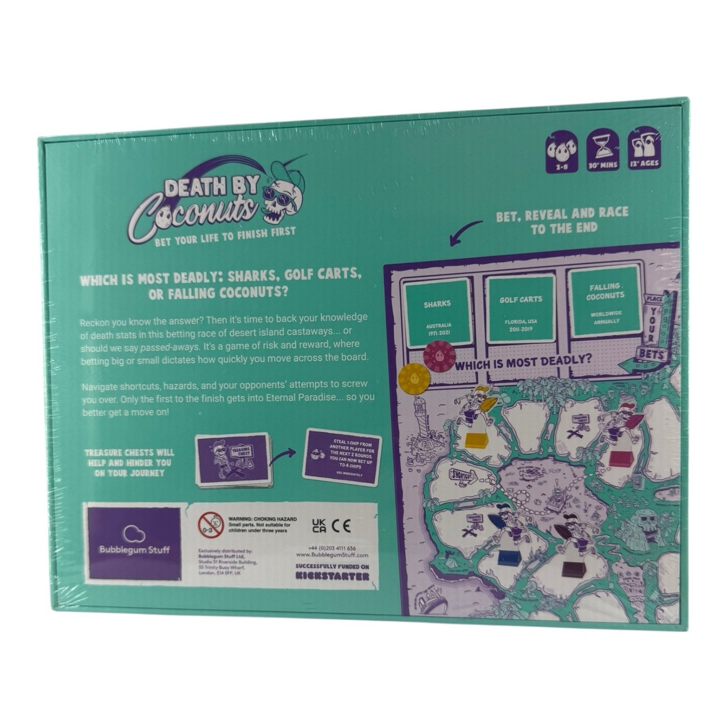 Death By Coconuts Board Game Risk Reward Bet Life FACTORY SEALED Bubblegum Stuff