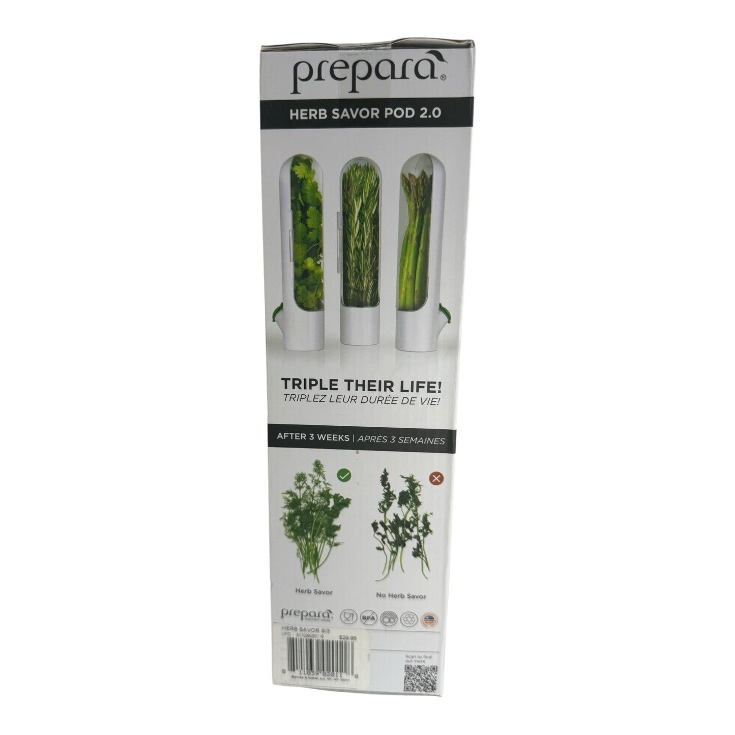 NEW - Prepara Herb Savor Pod 2.0 3 pk New In Box Keeps Herbs Fresh 3X Longer