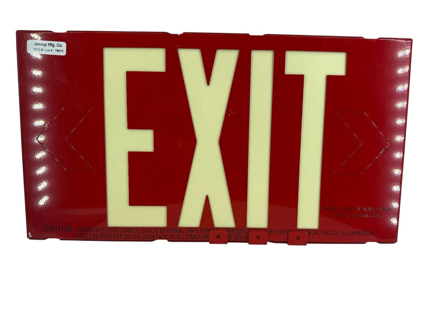 Double-Sided Red Glow In The Dark Green Letter Exit Sign With Bracket 13" X 7”