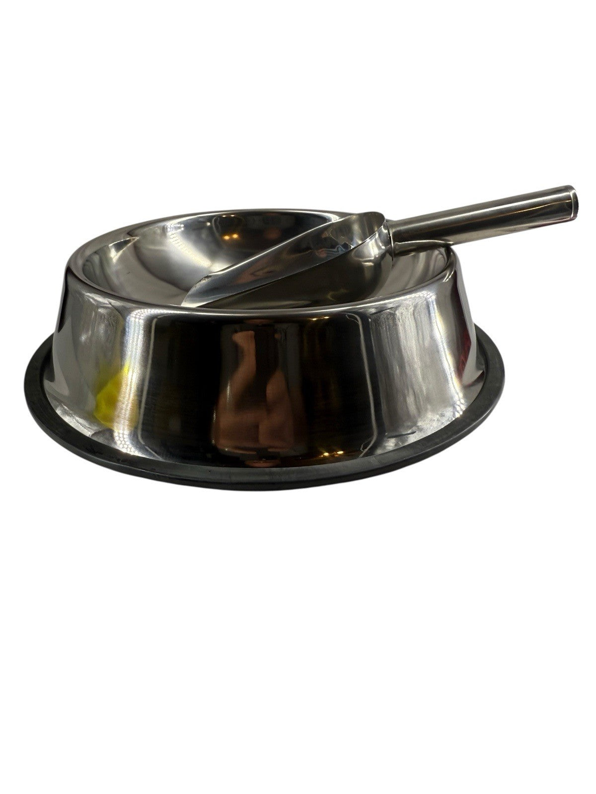 OXBRITE Stainless Steel Dog Bowl Silver With Anti-Slip Rubber Trim - Free Scoop