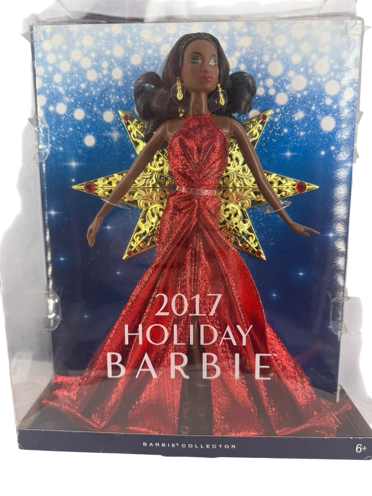 2017 Holiday Barbie Doll Black African American Red Dress * Slight Damage To Box