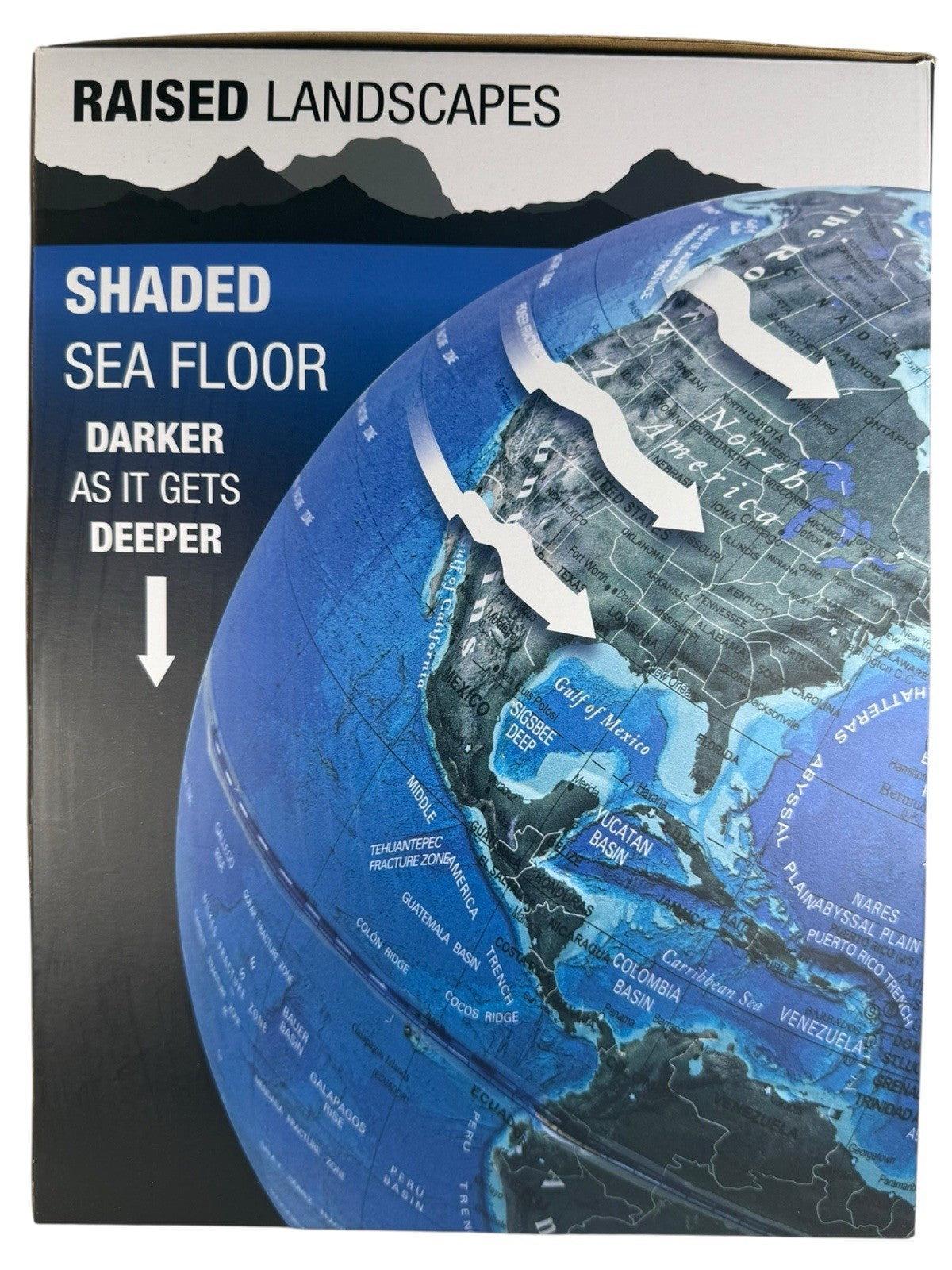 Brookstone Relief Globe Satellite View Raised Surface - Metal Base