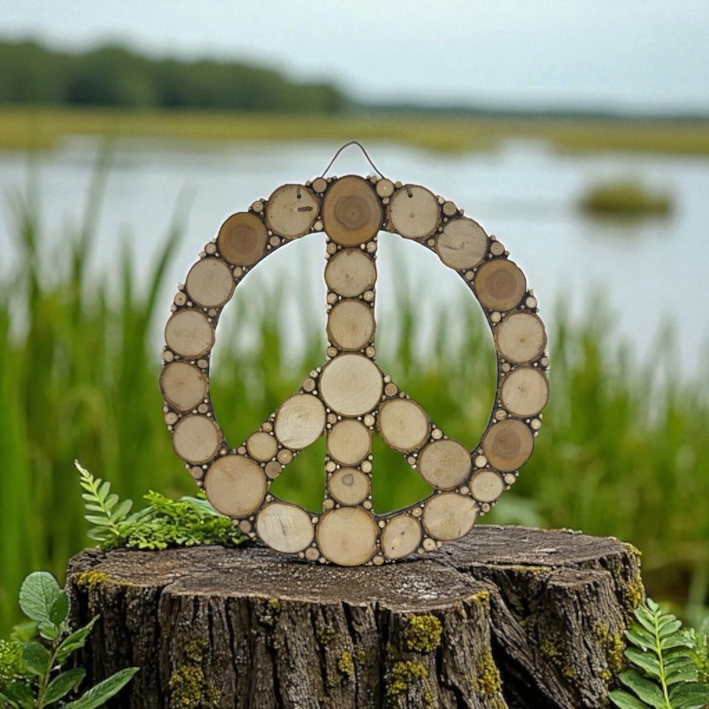 Peace Sign - Handmade Reclaimed Wooden Wall Hanging Peace Sign 16”