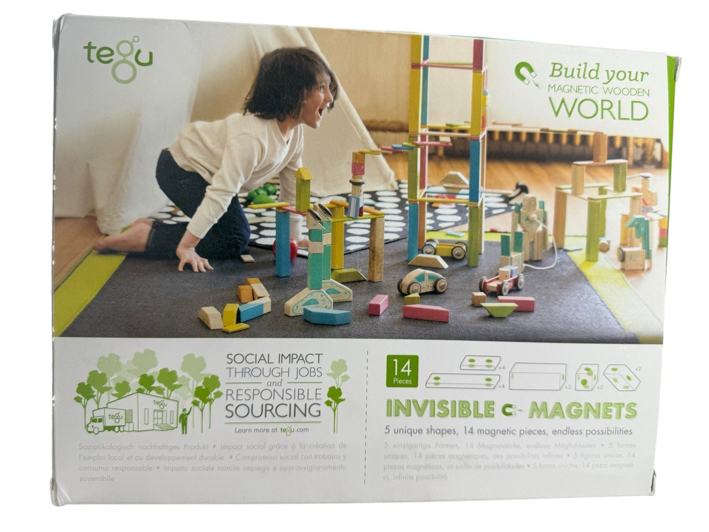 14 Piece Tegu Magnetic Wooden Block Set, Blossom