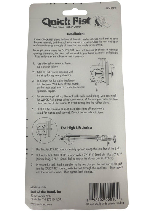 Quick Fist 10010 Rubber Vehicle Mounting Clamp