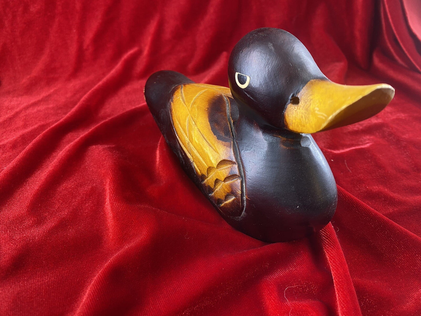 Vintage Wooden Ducks 7 Inch Wood Carved Gift