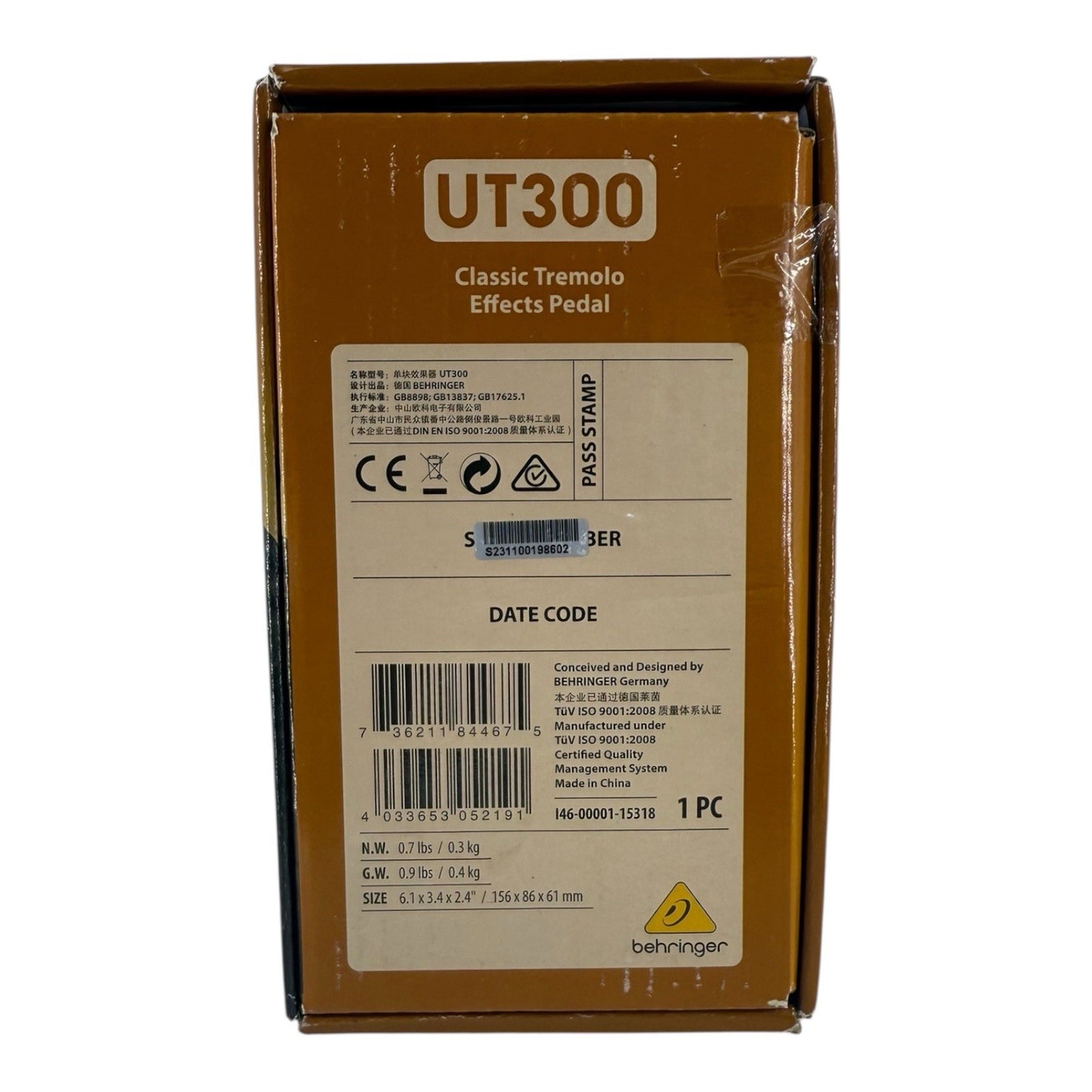 NEW Behringer UT300 Tremolo Guitar Effect Pedal FREE SHIPPING