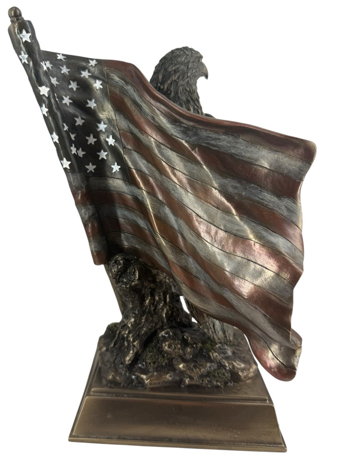 Patriotic Pride And Honor Bald Eagle Clutching American Flag Statue 10" Tall