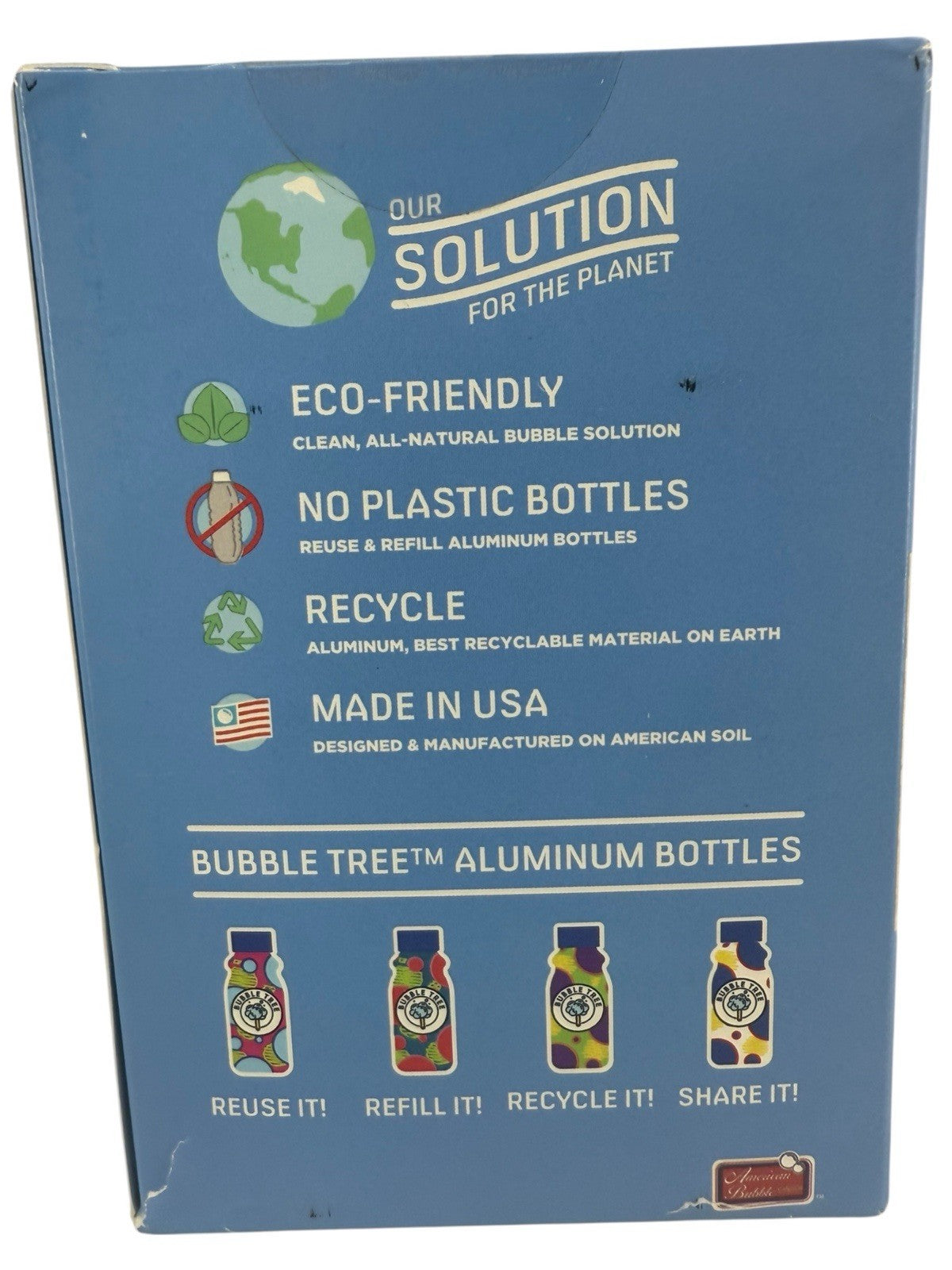 Bubble Tree 4 Bubble Solution + Refillable Bubble Aluminum Bottles 4 Pack