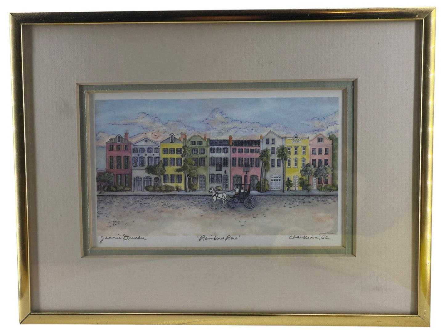 2 Set - Art Print Rainbow Row & Market Street Charleston SC By Jeanie Drucker