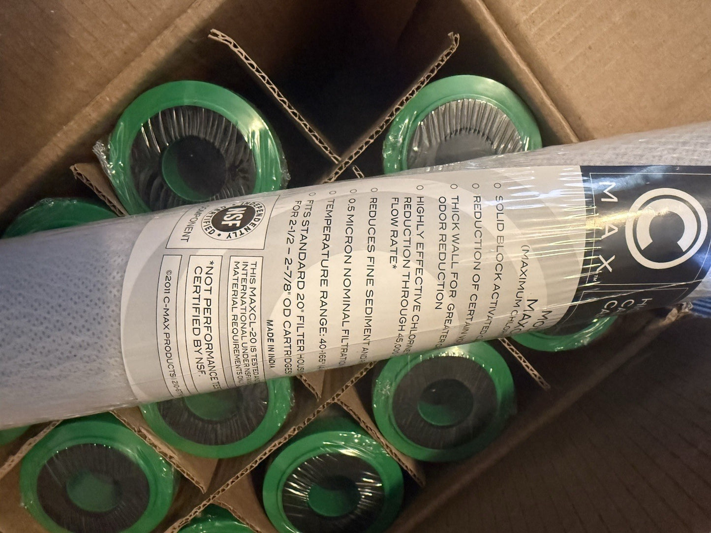 20 Inch Carbon Block Water Filter 20" High Chlorine Reduction 0.5 Micron HR 2GPM