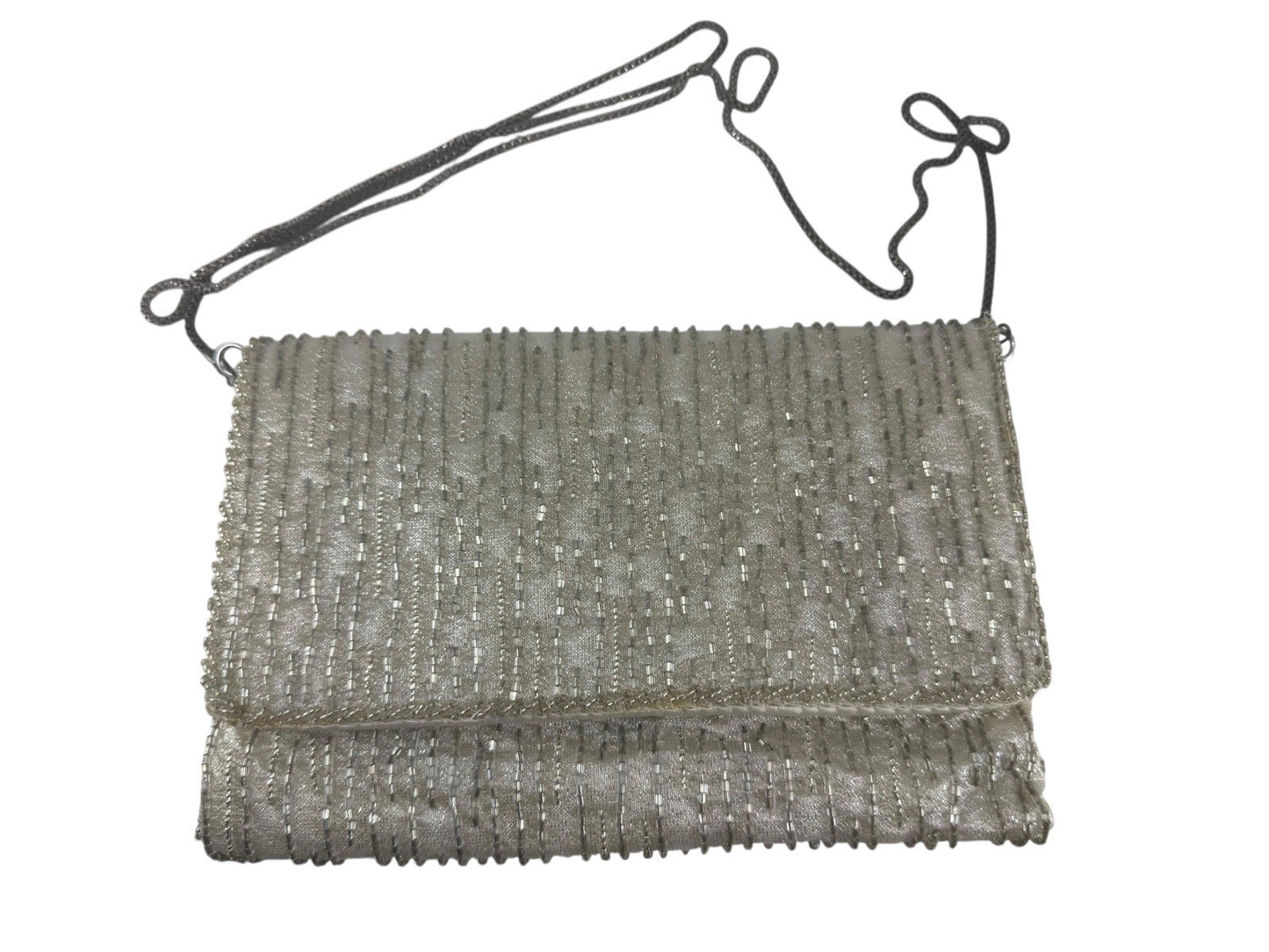 Vintage La Regal White Beaded Cross Body Bag Purse Evening Bag White Strap