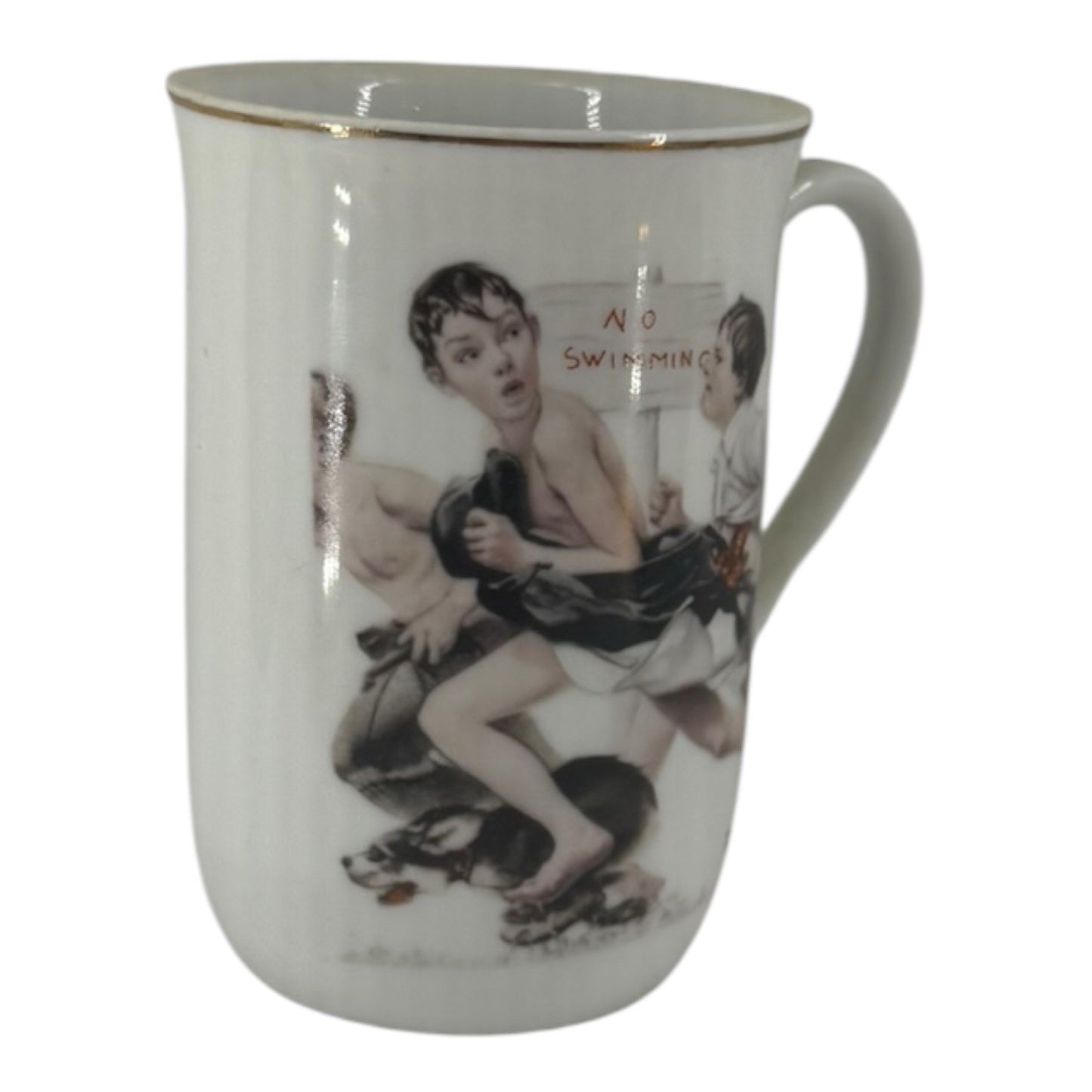 Norman Rockwell Saturday Evening Post 1921 No Swimming Mug / Cup