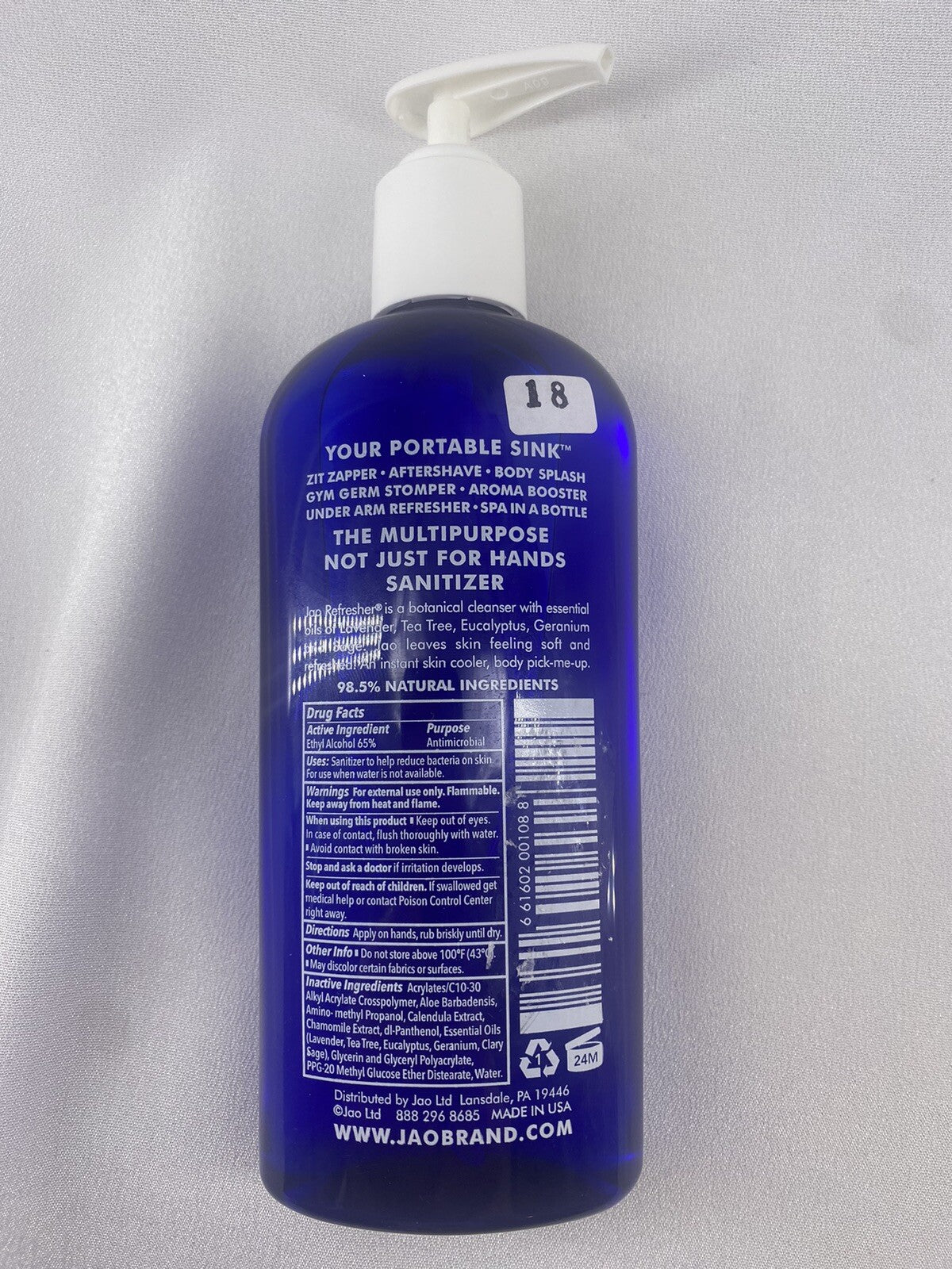 JAO Brand Refresher Botanical Cleanser 8oz for Hands Body Skin Aromatherapy