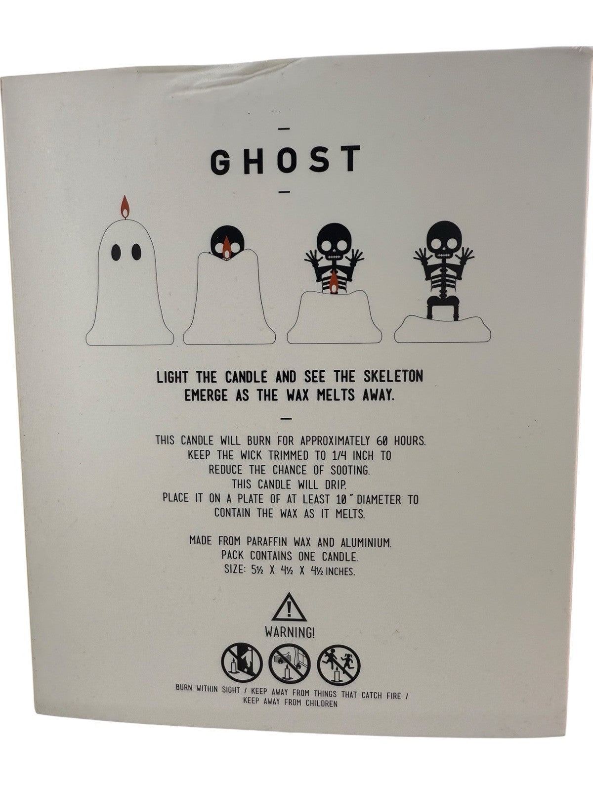 Halloween Candle PYRO PET DYRI - White Candle With Ghost With Black Eyes