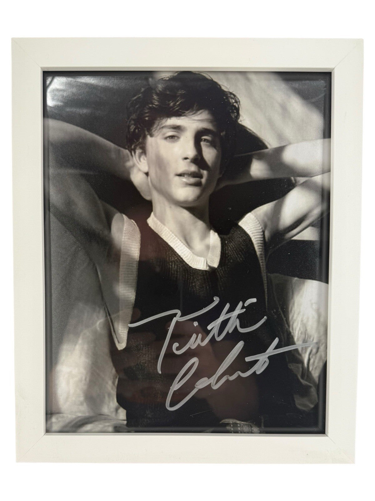 Timothée Chalamet Signed 8x10 Autograph Certified COA Include White Framed Glass