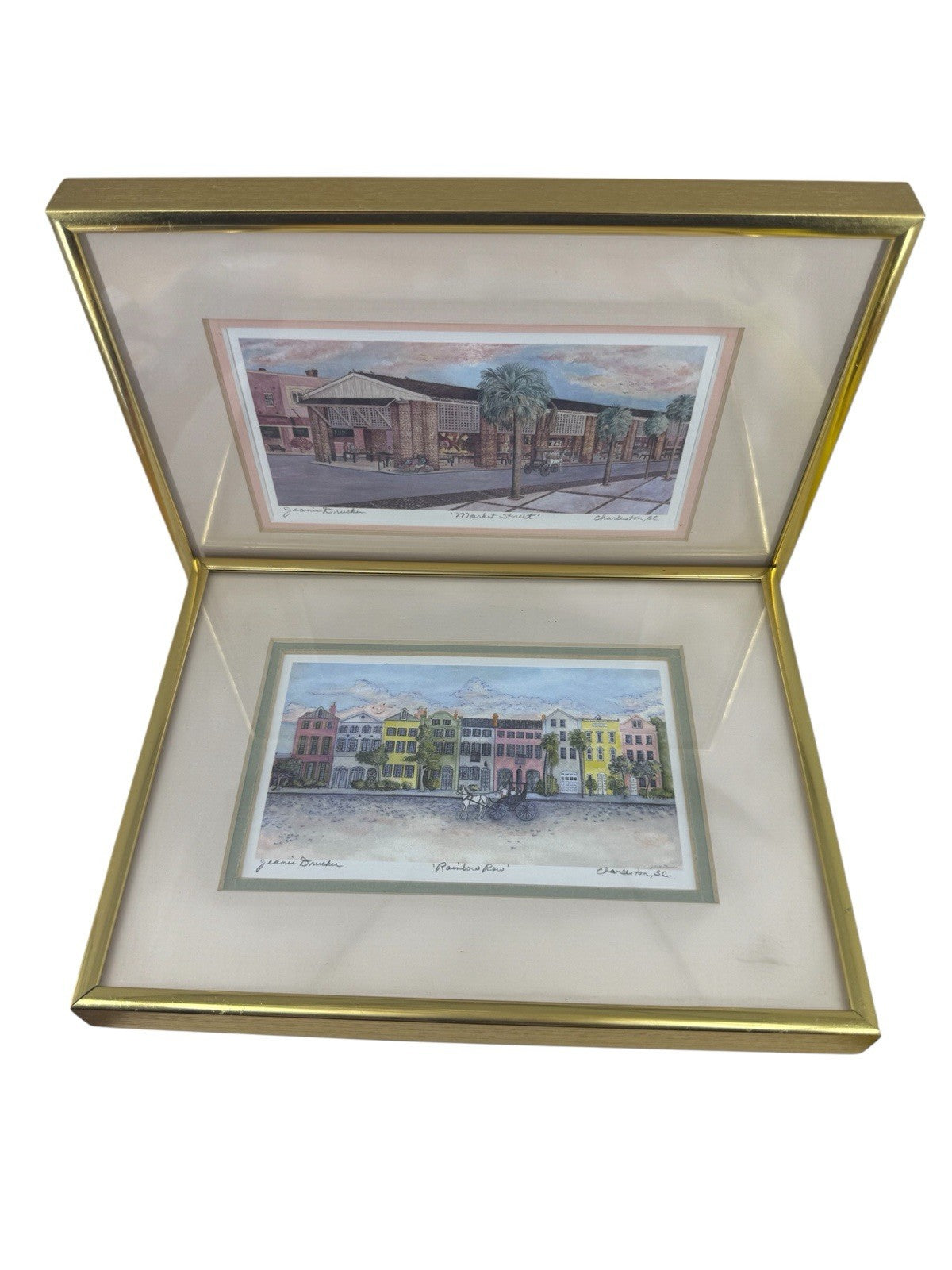 2 Set - Art Print Rainbow Row & Market Street Charleston SC By Jeanie Drucker