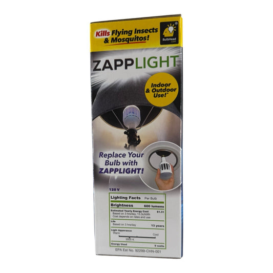 Zapp Light 60 W LED Bulb Kills Flying Insects & Mosquitos Indoor/Outdoor Use New