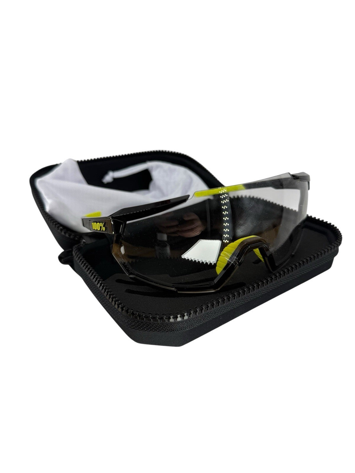 100% Speedcraft Soft Tact Black & Yellow Clear Cycling Sunglasses Lens