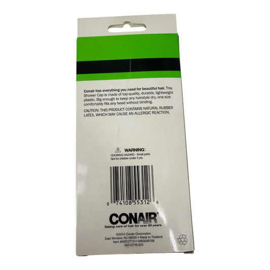 2 Pack Shower Cap Reusable Conair Large 55312T15 - 1 Pink And 1 Blue - FREE SHIP