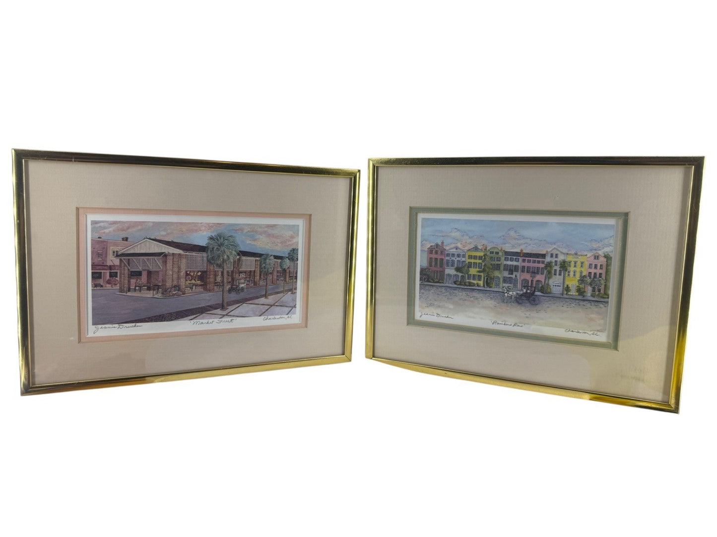 2 Set - Art Print Rainbow Row & Market Street Charleston SC By Jeanie Drucker