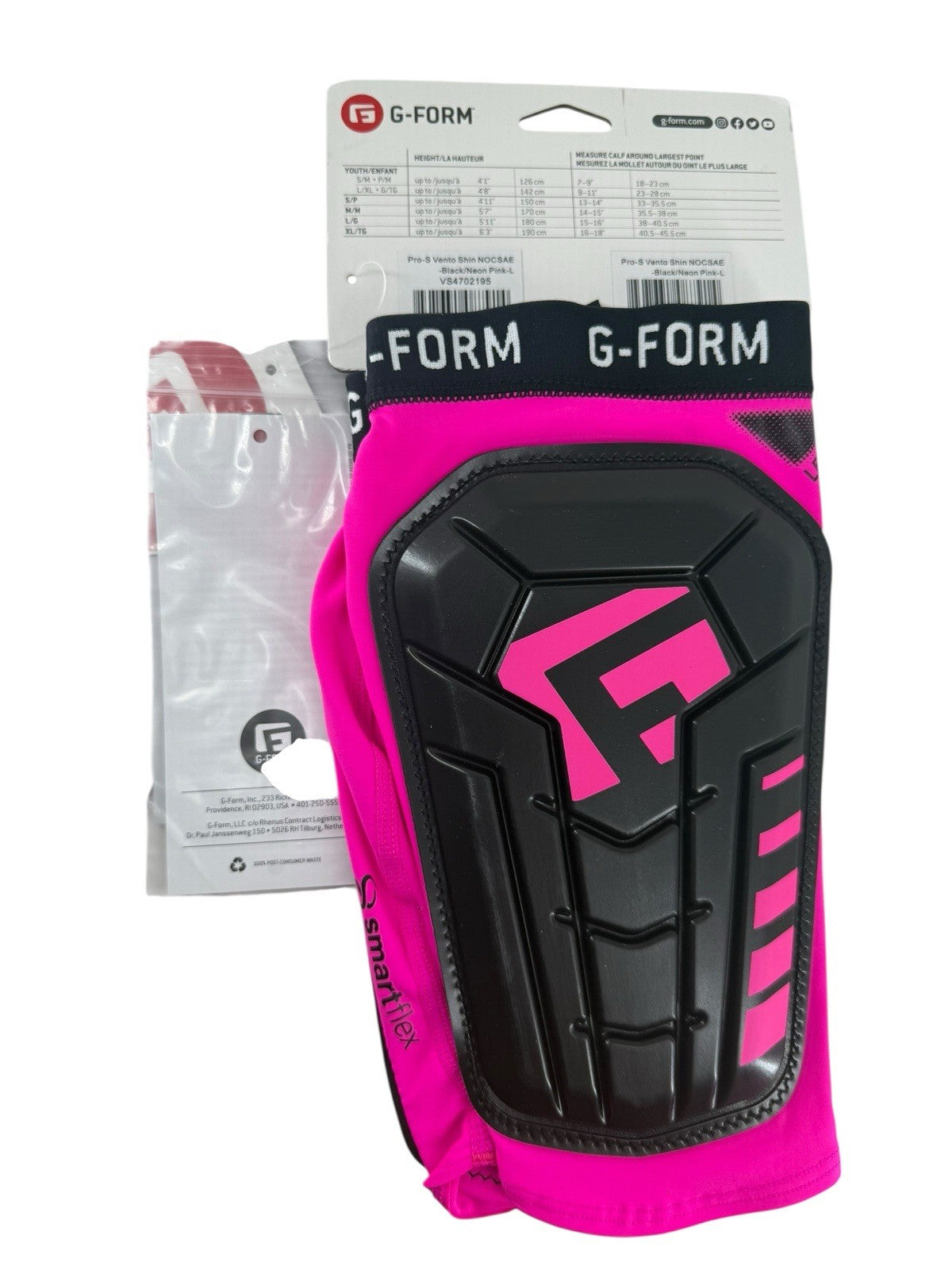 Pink Shin Guards - G-Form Pro-S Vento Football Shin Pads / Guards | Youth Size L