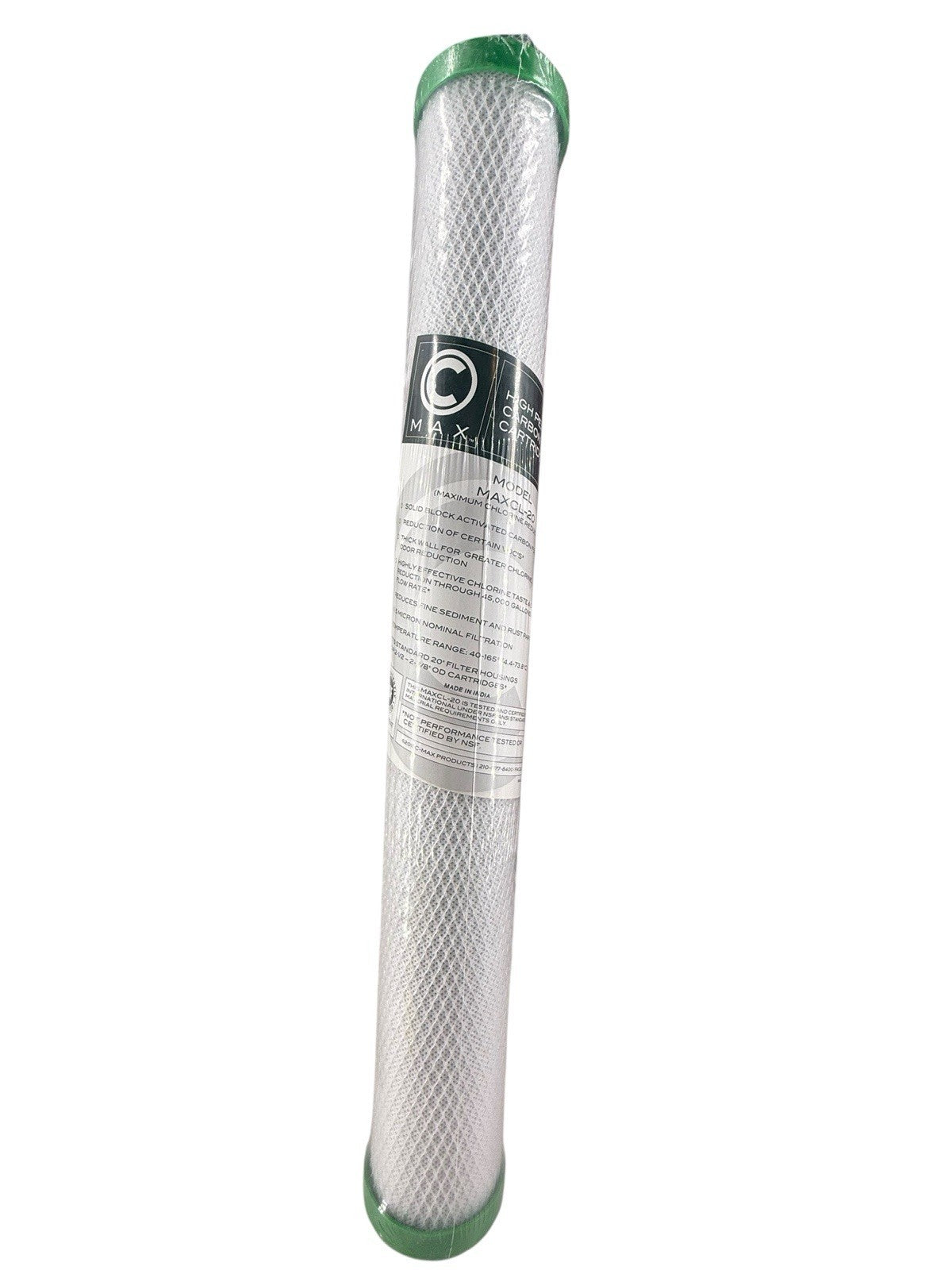 20 Inch Carbon Block Water Filter 20" High Chlorine Reduction 0.5 Micron HR 2GPM