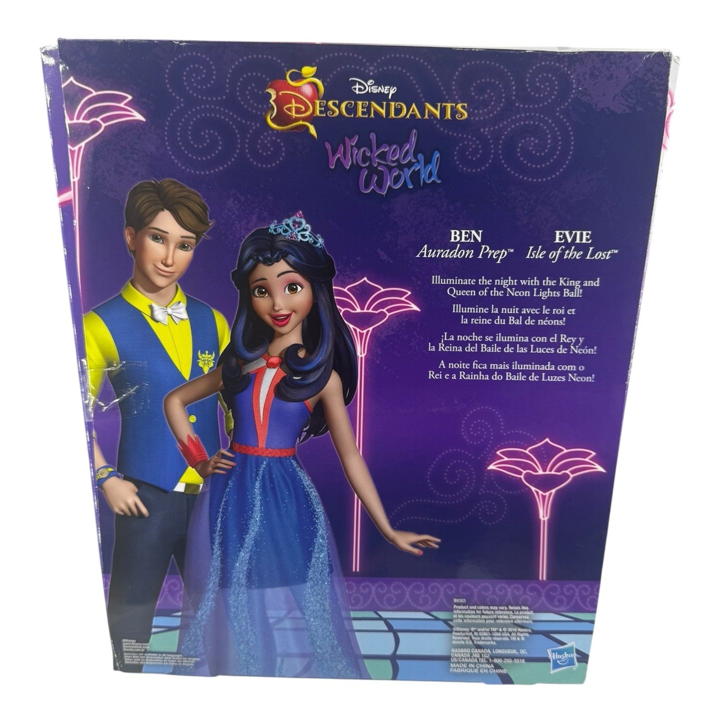 NEW Hasbro Disney Descendants Neon Lights Ball Ben and Evie Dolls FREE SHIPPING