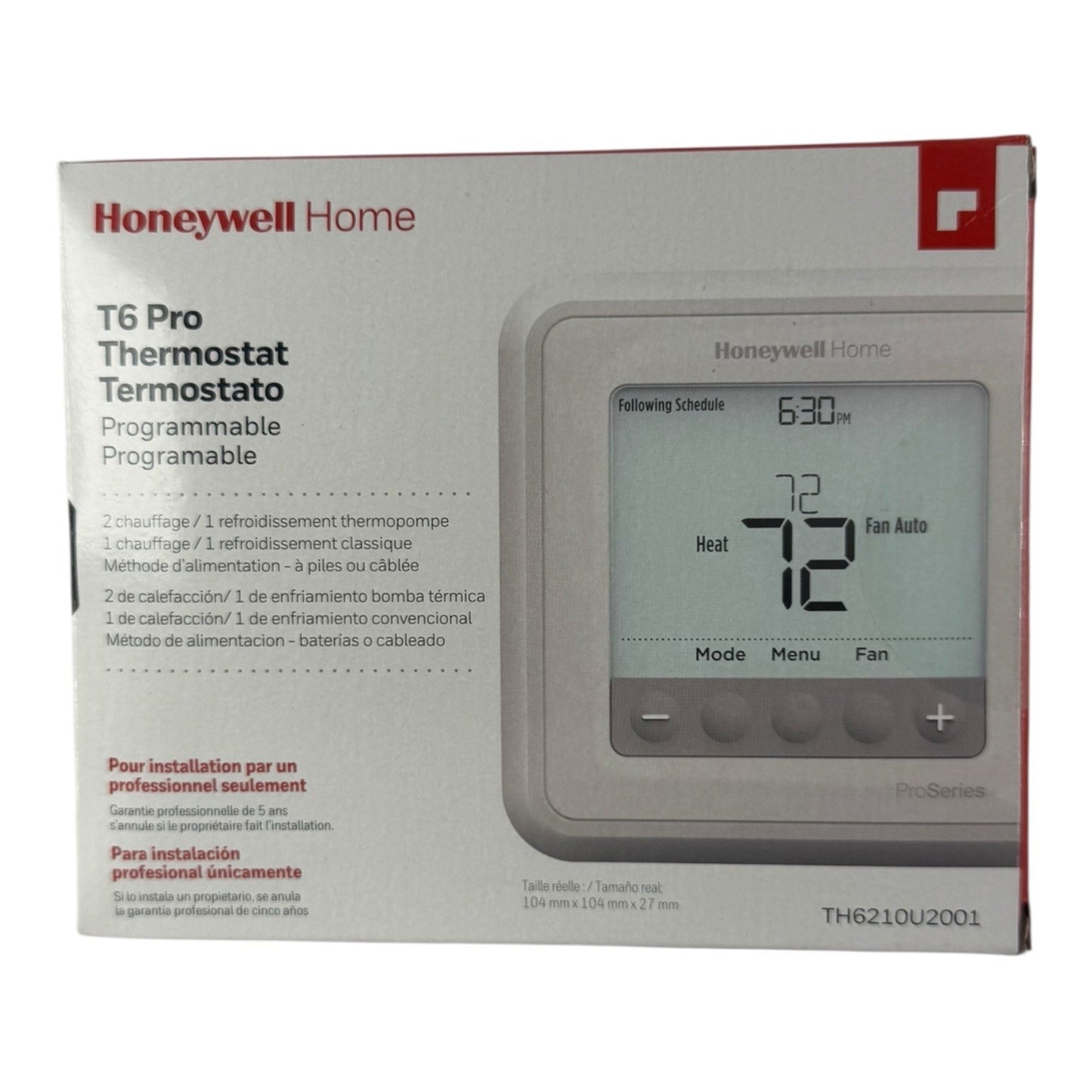 NEW- Honeywell T6 Pro Programmable Thermostat (TH6210U2001) FREE SHIPPING