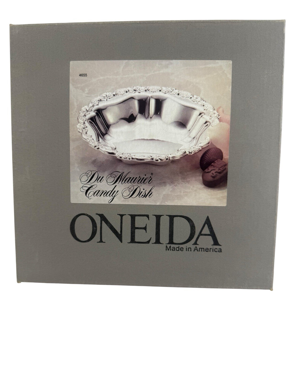 NEW Vintage Oneida Silver Plate Scalloped Candy Dish Serving Bowl 7.5” Orig Box