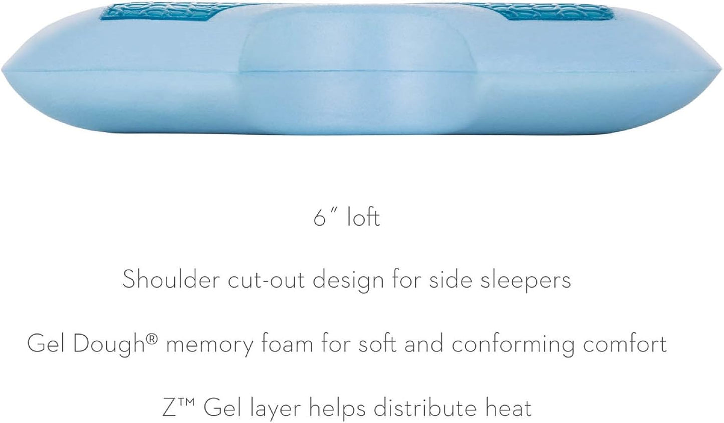 MALOUF Z King Gel Memory Foam Pillow with Side Sleeper Shoulder Cutout