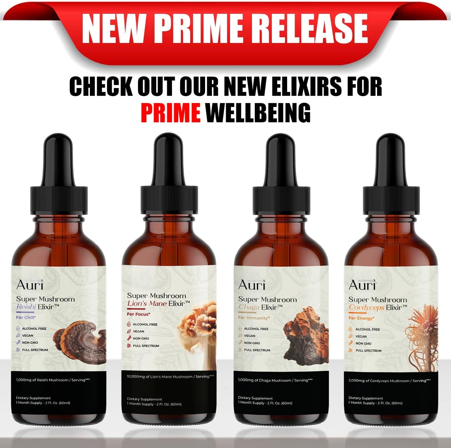 Auri Super Mushroom Daily Gummies - All-in-One Daily Mushroom Supplement Gummy - 12 Mushroom Blend with Chaga, Lions Mane, Reishi, Cordyceps - 60 Gummies