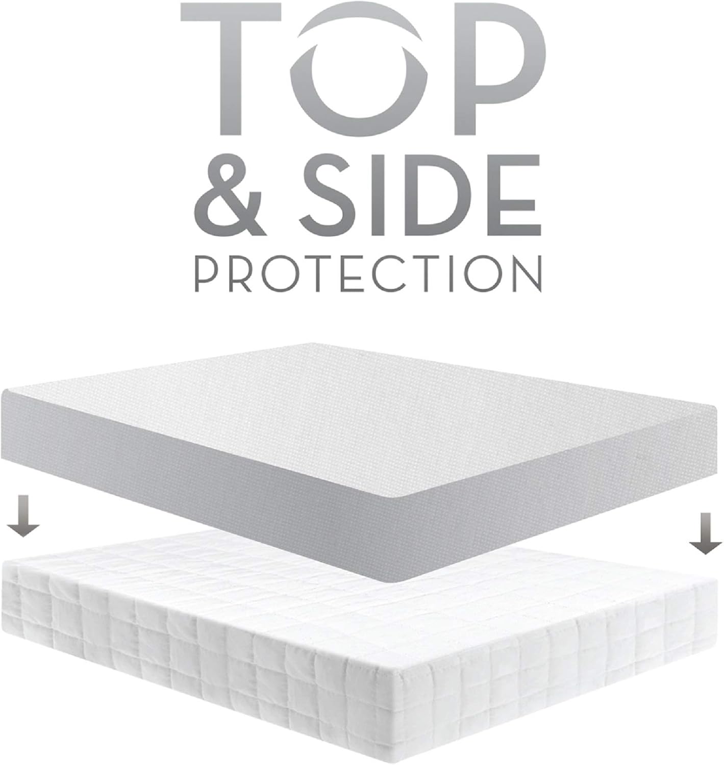MALOUF Hypoallergenic Cooling 100% Waterproof Protector-15-Year Warranty-Vinyl Free Mattress Protector, King, White
