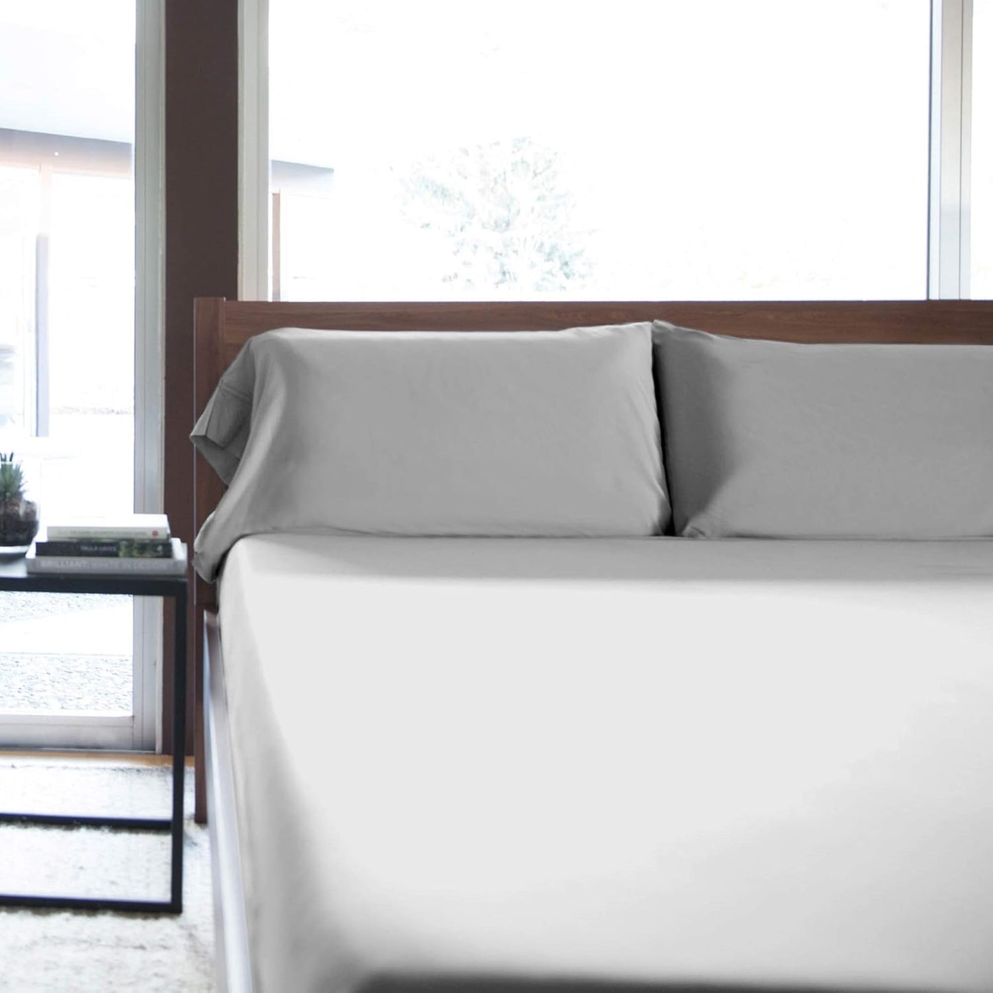 MALOUF 100% Rayon from Bamboo Sheet Set, King, Ash