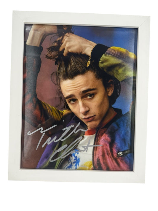 Timothée Chalamet Signed 8x10 Autograph Certified COA Include White Framed Glass