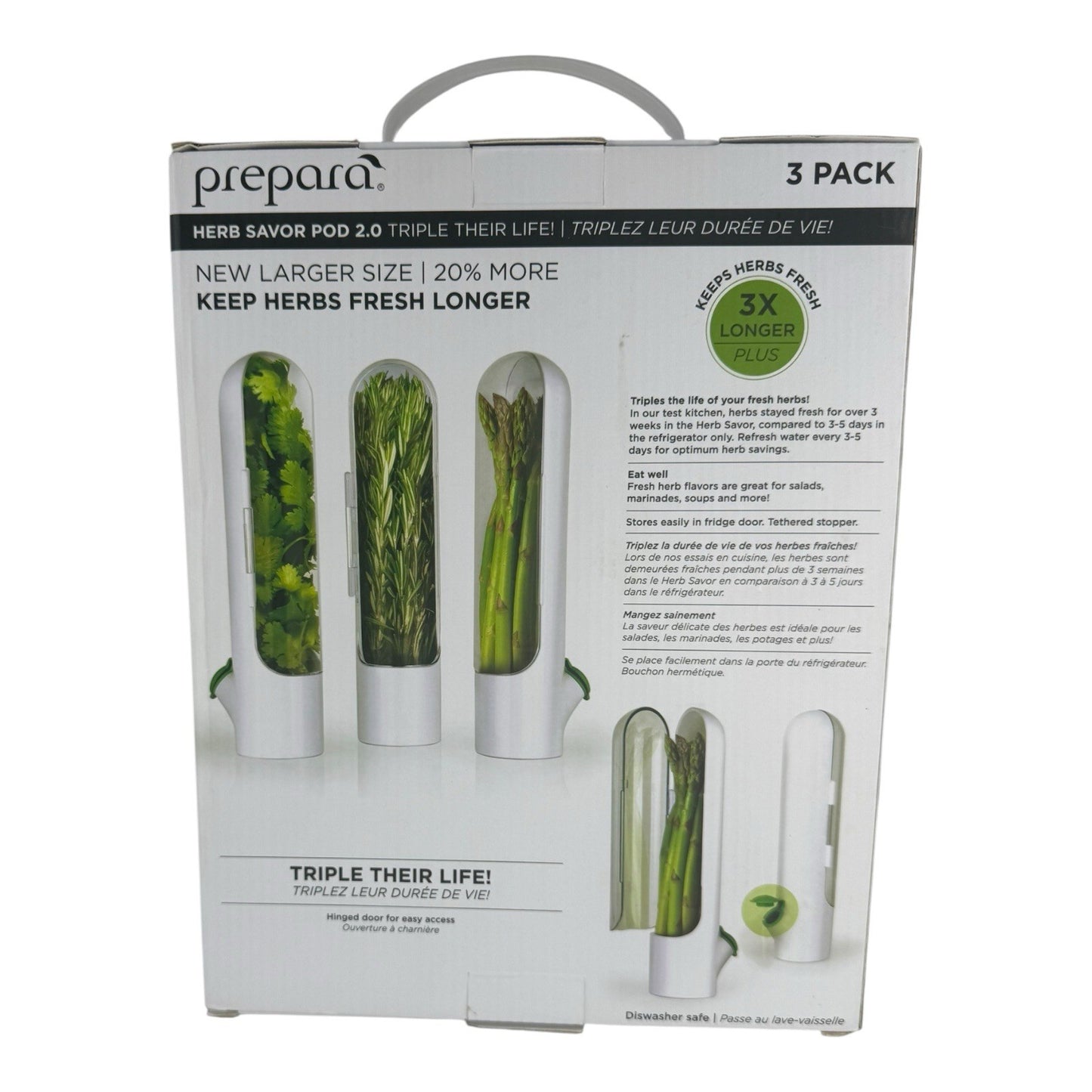 NEW - Prepara Herb Savor Pod 2.0 3 pk New In Box Keeps Herbs Fresh 3X Longer