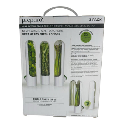 NEW - Prepara Herb Savor Pod 2.0 3 pk New In Box Keeps Herbs Fresh 3X Longer