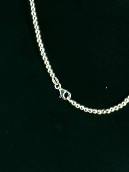 Stainless Silver 2mm Round Bead Chain Necklace 12” With Lucky Rabbit Charm