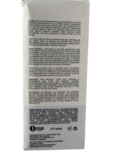 Saltyface Tanning Foam For Body Light To Medium Self Tanner Full Size New in Box