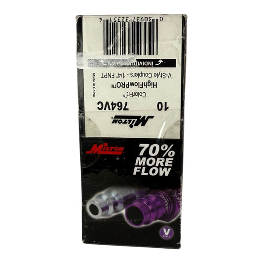 Milton 764VC Air Hose Connect System Coupler & Plugs 1/4” FNPT - Purple