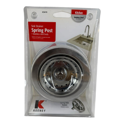 KEENEY K5419 Stainless Steel Professional Grade Spring Snap Basket Sink Strainer