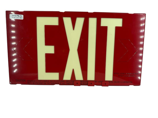 Double-Sided Red Glow In The Dark Green Letter Exit Sign With Bracket 13" X 7”