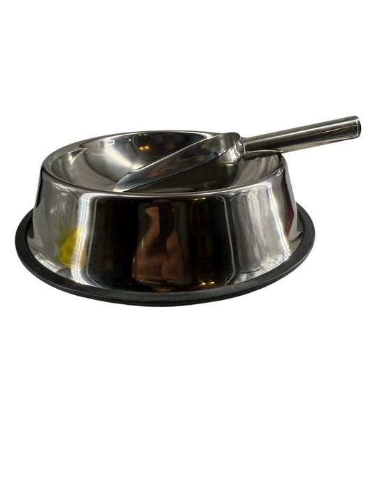 OXBRITE Stainless Steel Dog Bowl  Silver With Anti-Slip Rubber Trim - Free Scoop