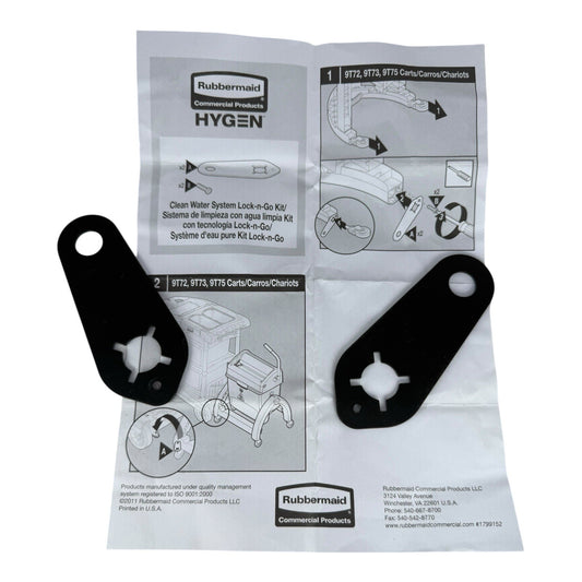 Rubbermaid Hygen Clean Water Lock Kit Replacement Part 9T72, 9T73, 9T75 Cart