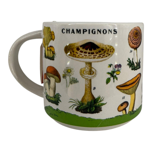 NEW- Cavallini Vintage Mug Ceramic Mug Mushroom Design 14 fl. oz. Coffee Cup