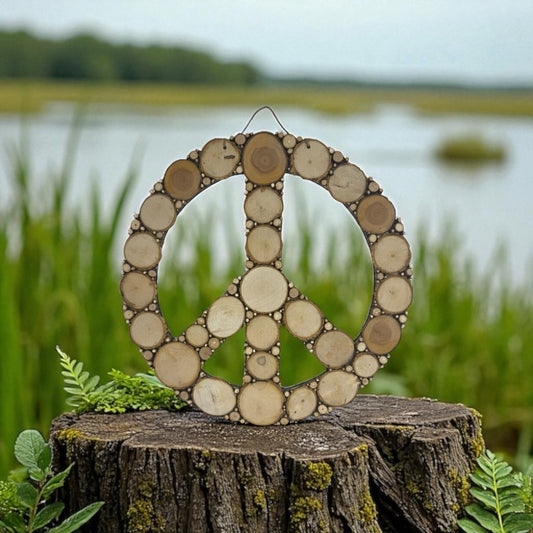 Peace Sign - Handmade Reclaimed Wooden Wall Hanging Peace Sign 16”