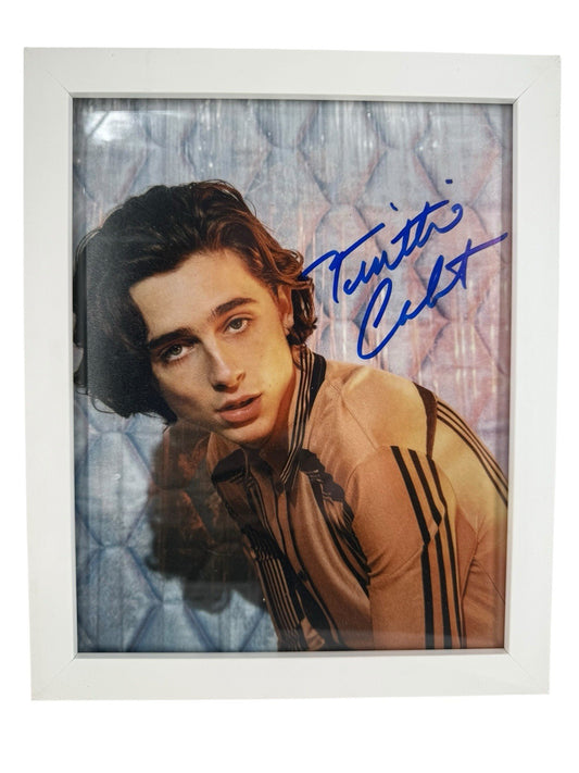 Timothée Chalamet Signed 8x10 Autograph Certified COA Include White Framed Glass