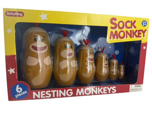 Nesting Monkeys by Schylling - 6 Piece Sock Monkey Set - FREE FAST SHIPPING