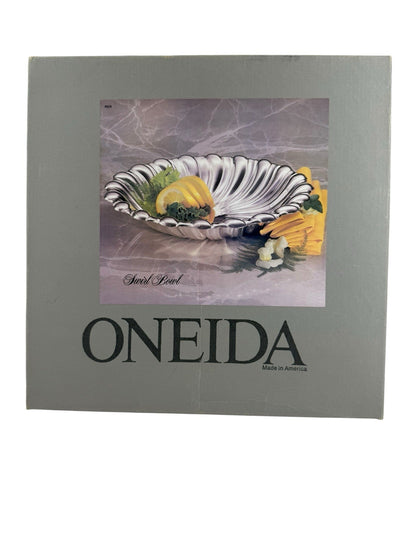 New Original Box - Vintage 12" Oneida Silverplated Swirl Bowl Silver Plated
